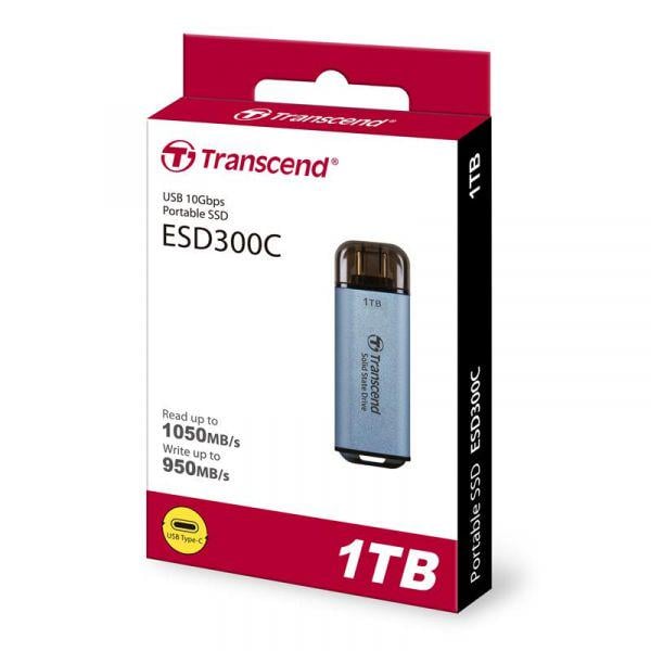 SSD-накопитель Transcend ESD300 Blue 1TB USB 3.1 Gen 2 Type-C (TS1TESD300C)