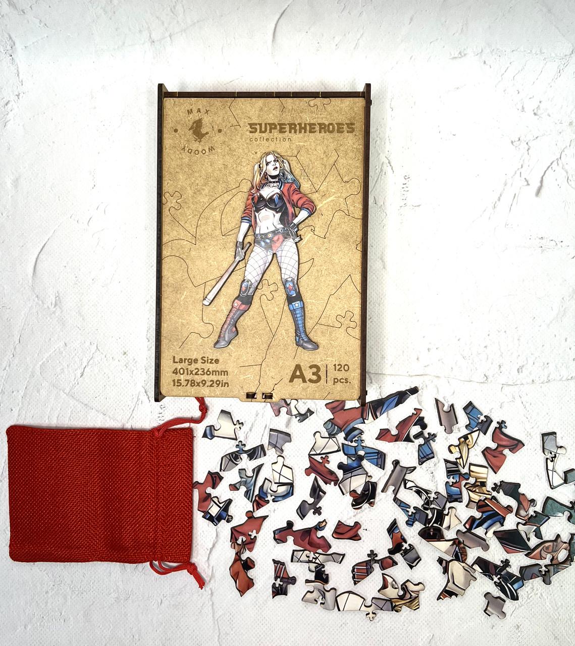 Пазл дерев'яний фігурний Max Woody Харлі Квінн A3 120 деталей