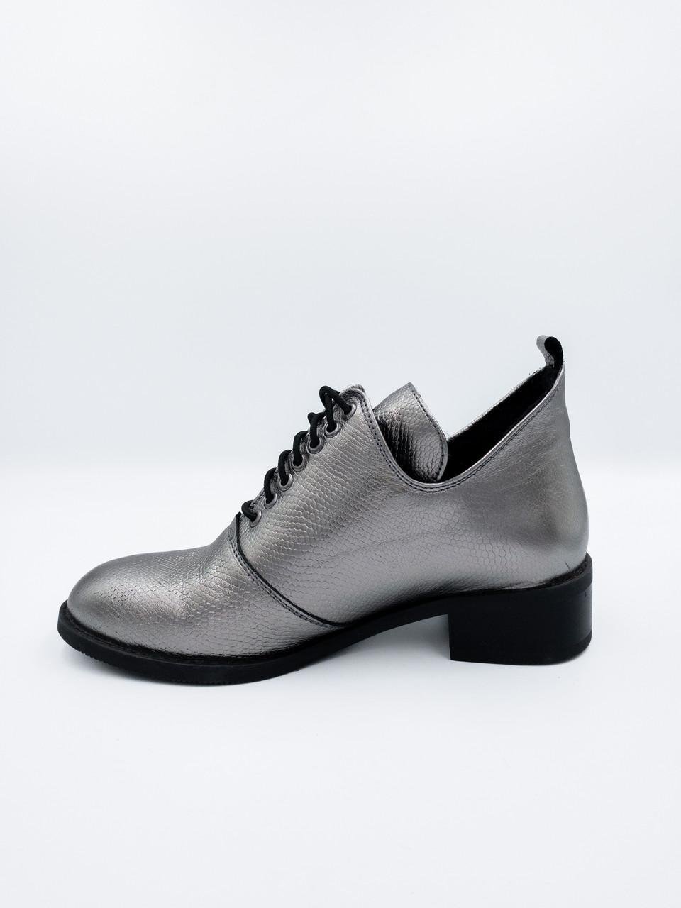 Ботинки кожаные демисезонные женские Bistfor р. 36 Серебряный (83007/936) - фото 3
