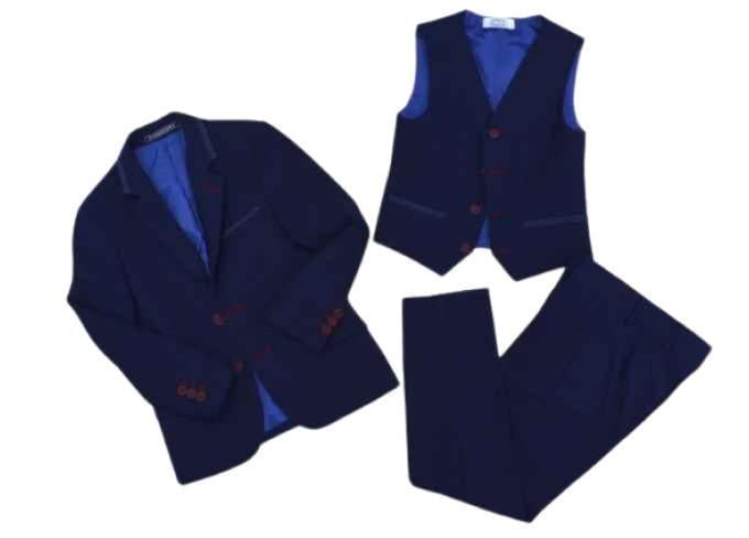 Костюм шкільний для хлопчика SUZIE ТАРАС піджак/жилет та штани 01 однотонний 128 см Синій (693101_128)