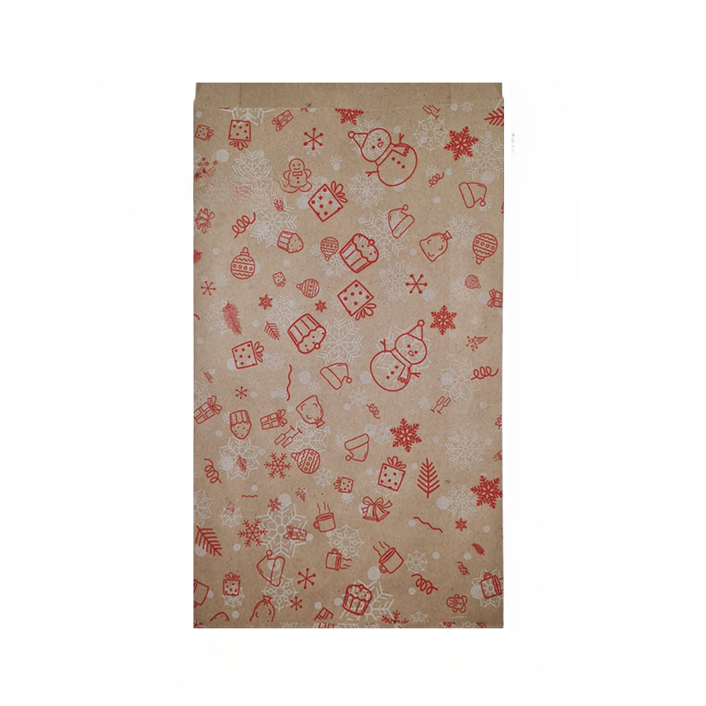 Подарочный пакет Крафтовый саше Новогодний дизайн 170х50х300 мм 1000 шт. (522240)