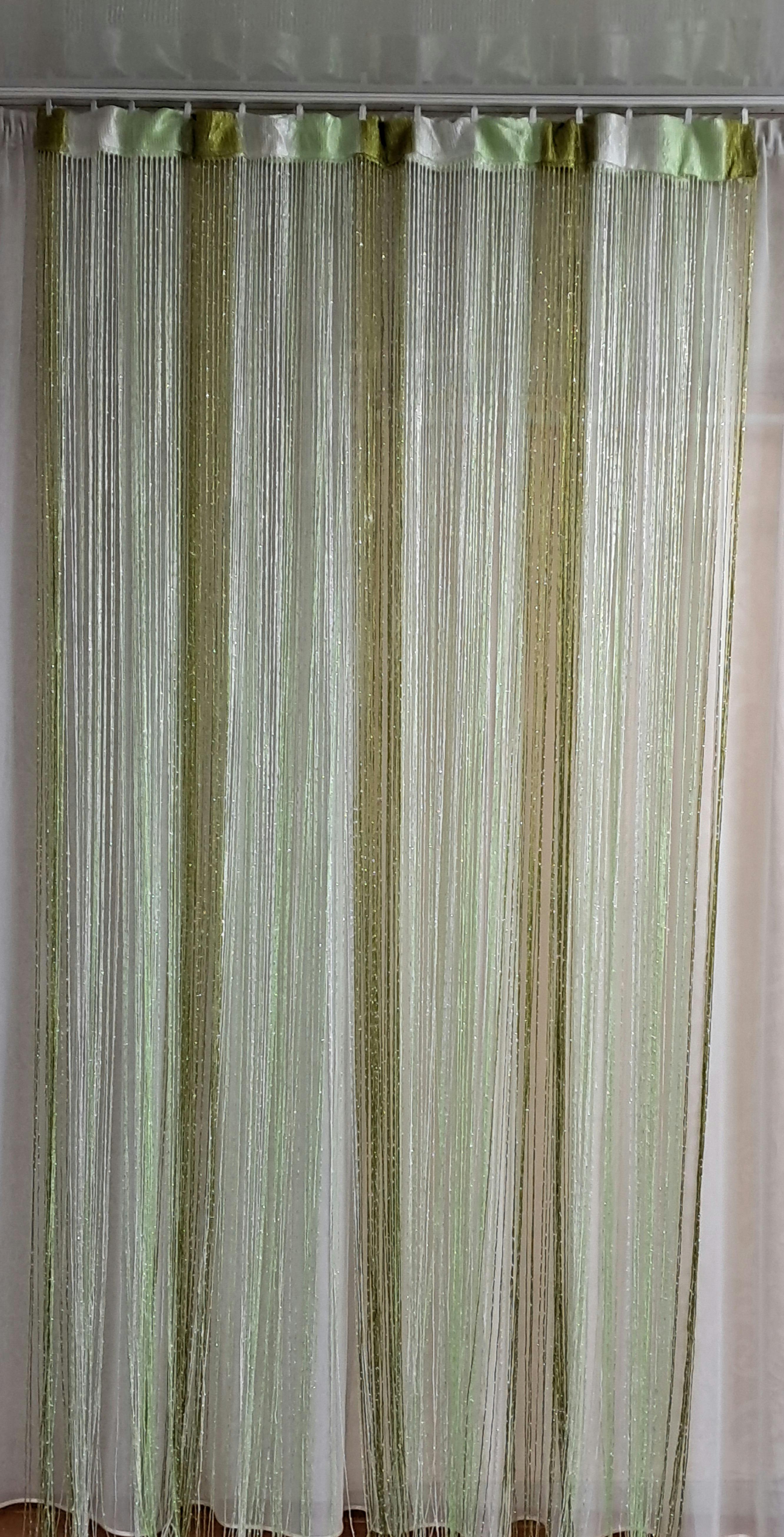 Штори-нитки з люрексом 300х300 см Зелений/Білий - фото 2