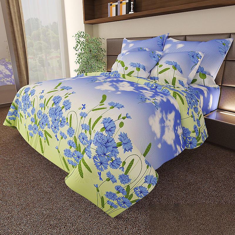 Простынь на резинке Вилена Голд Васильки бязь 180х200/25 см