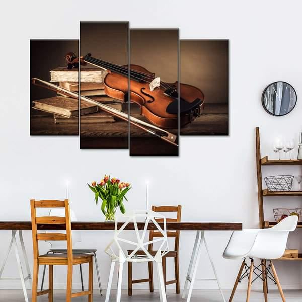 Модульная картина KIL Art Элегантная гитара из четырех частей 129x90 см (M4_L_222)
