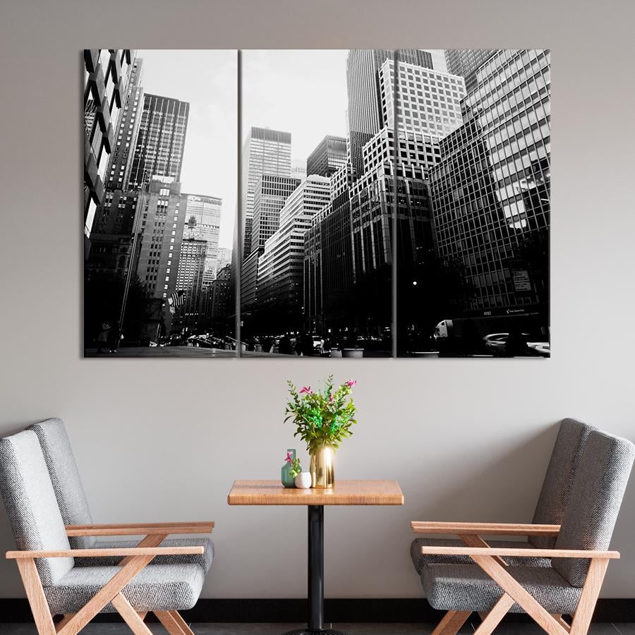 Картина город Монохромная панорама Нью-Йорка 156x100 см (A808-3)