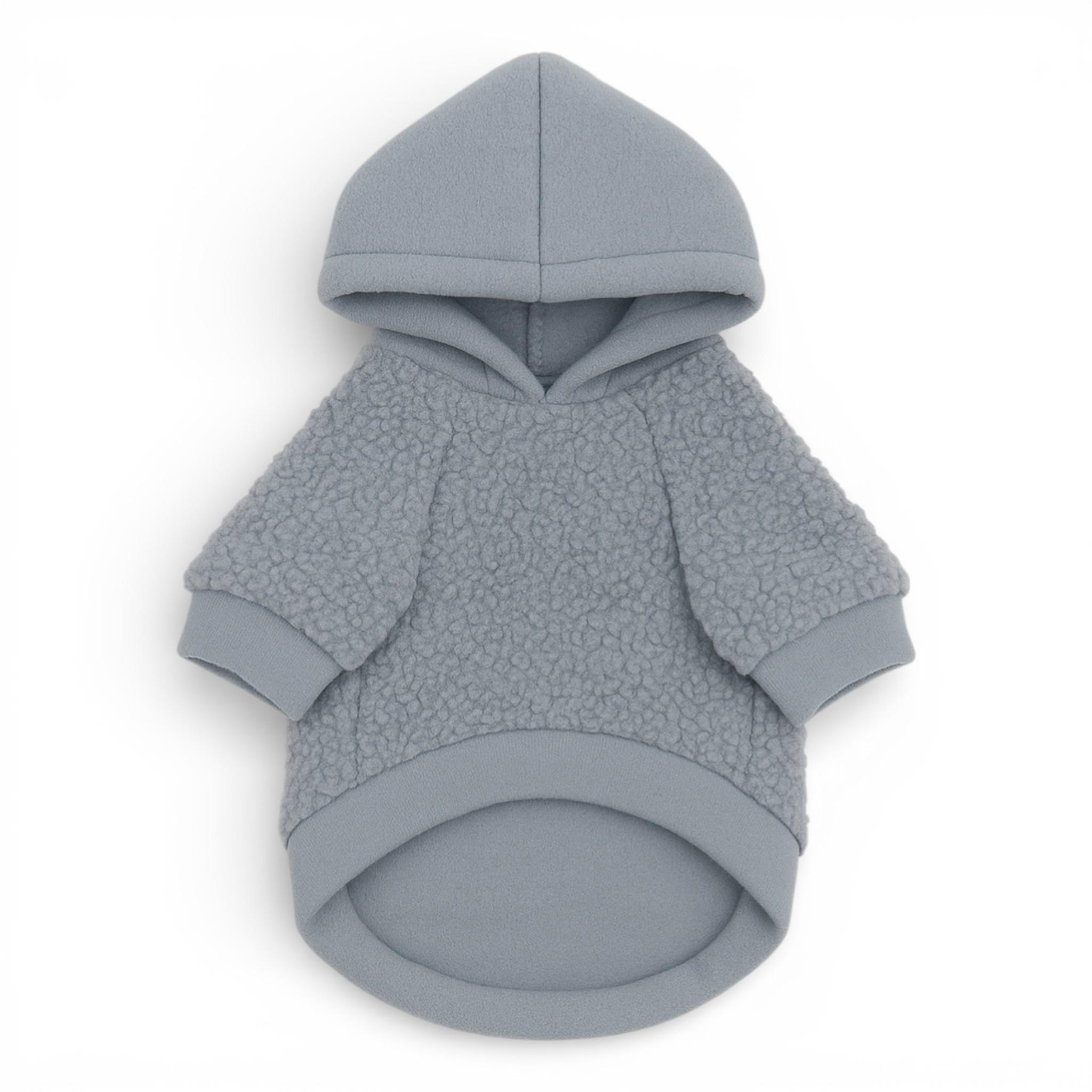 Худи для собак с капюшоном и карманом на флисе для маленьких и средних пород S Серый (1109)