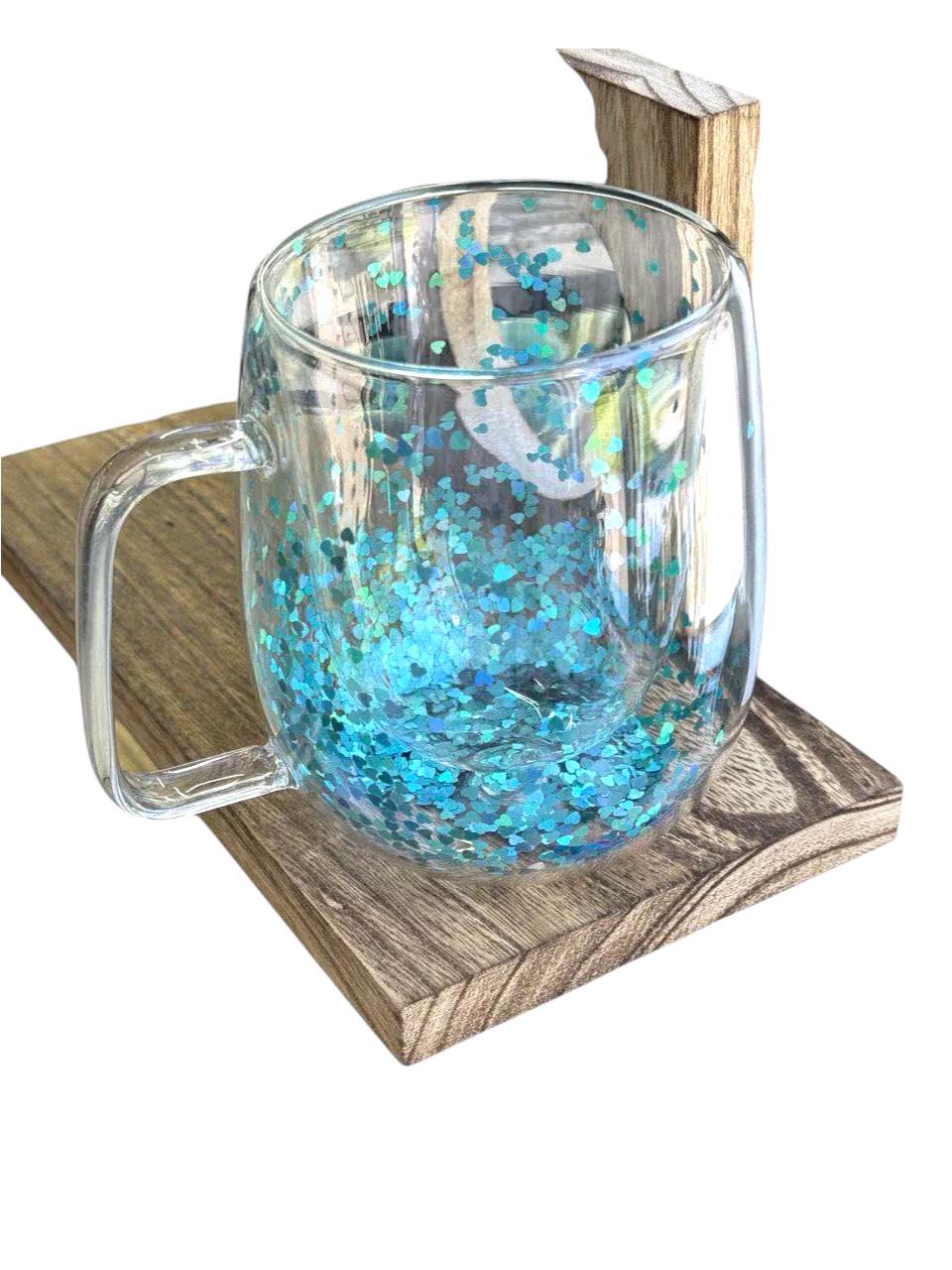 Кружка с двойным стеклом Волшебная композиция 330 мл Голубой (OS-102-1253) Кружка с двойным стеклом Волшебная композиция 330 мл Голубой (OS-102-1253)