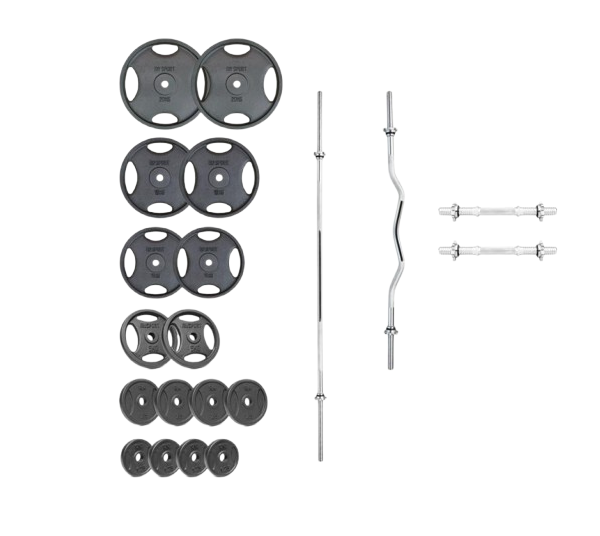 Набор штанга с гантелями RN-Sport грифы 4 шт. и металлические диски 115 кг (25551105)