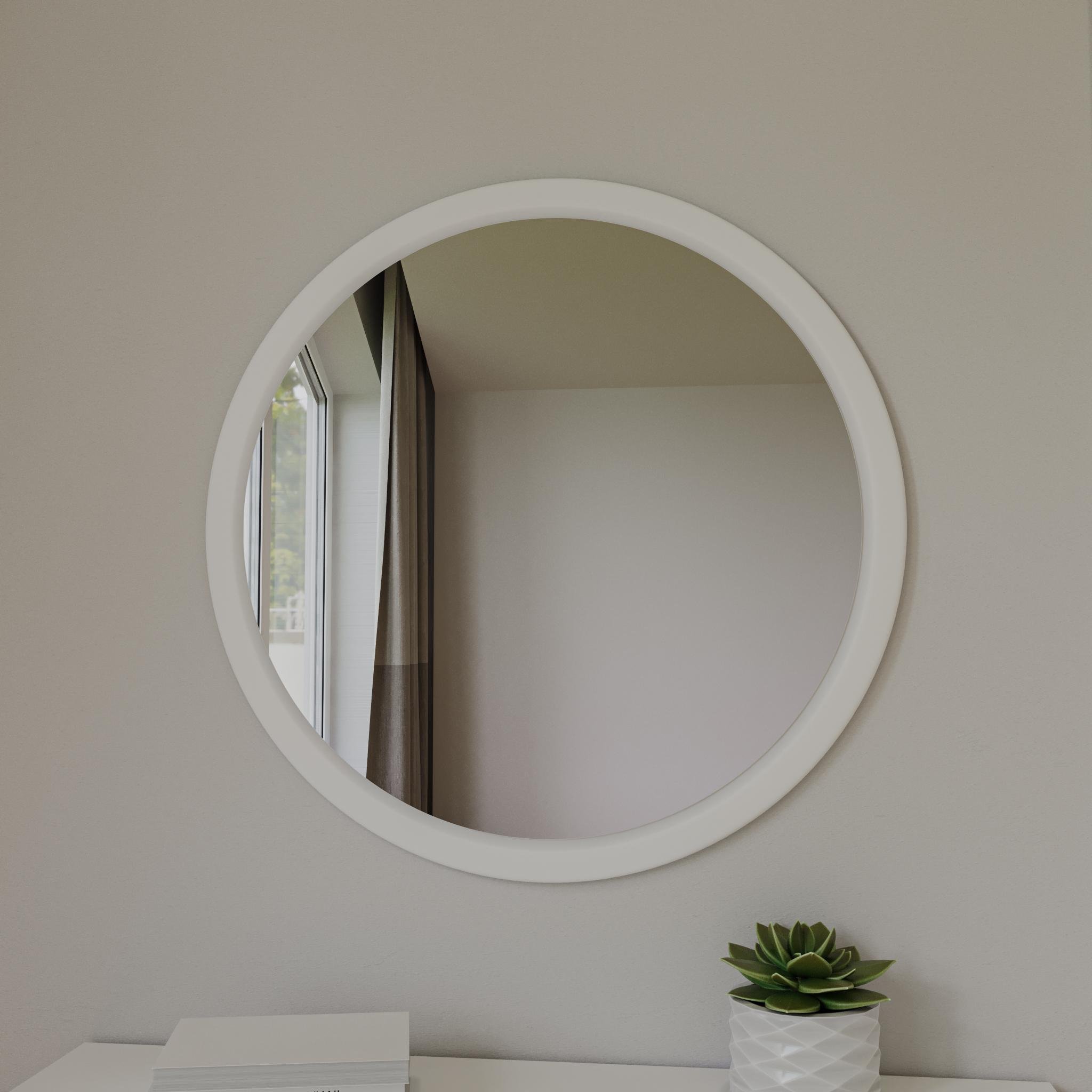 Дзеркало настінне кругле для ванни/салону МДФ вологостійке 60 см Білий (A-138)