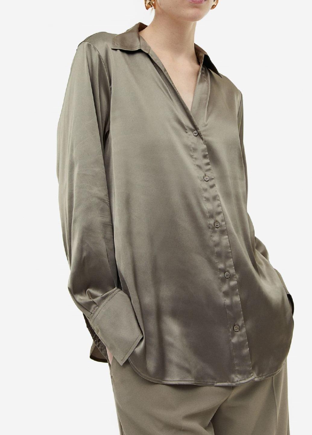 Блуза атласная XS Хаки (9397037wer)