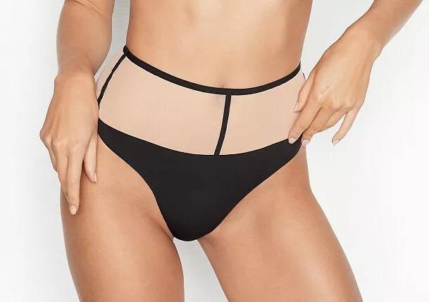 Трусики Victoria's Secret Luxe Lingerie High-waist V-string Panty S Черный (24537424)