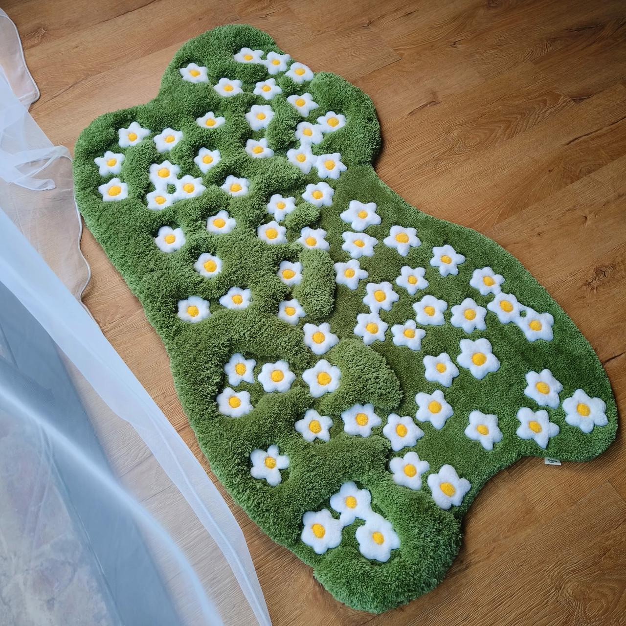 Килим ручної роботи з об'ємним візерунком Ромашкове поле 50х50 см - фото 5 Килим ручної роботи з об'ємним візерунком Ромашкове поле 50х50 см - фото 5