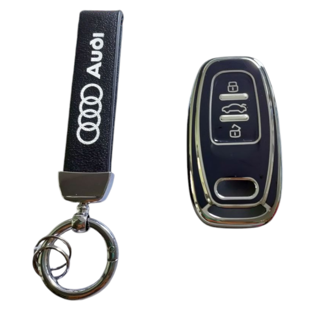 Чохол для ключа Audi з срібною рамкою Чорний(2360813278)