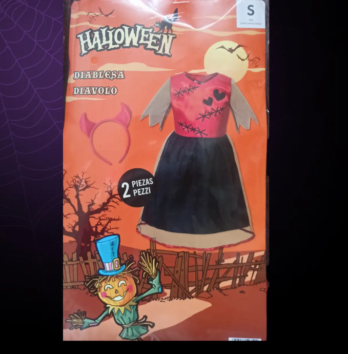 Костюм на Хэллоуин для девочки с обручем S Черно-красный (523522) - фото 5