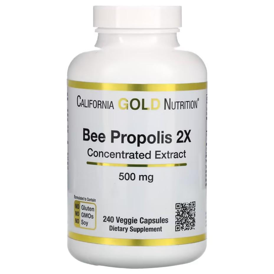Натуральна добавка California Gold Nutrition Bee Propolis 2X Concentrated Extract 500 мг 240 капсул