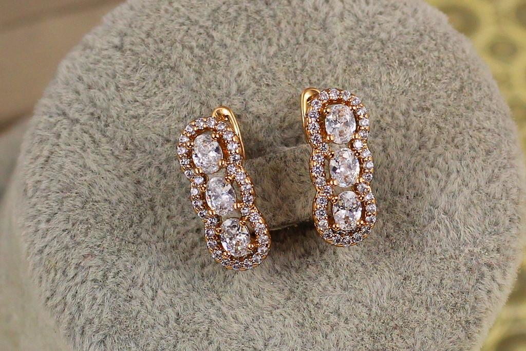 Серьги Xuping Jewelry Семафор с белыми камнями 1,6 см Золотистый (2365929931)