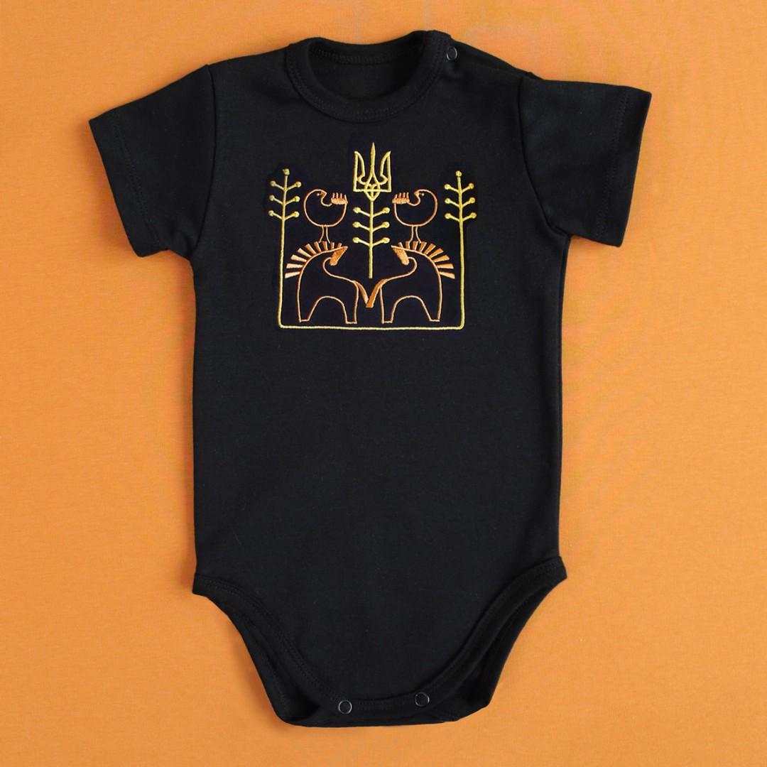 Боди с этнической вышивкой Воля 74 см 6-9 мес Черный (2696339579)