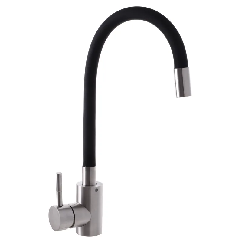 Смеситель для кухни MIXXUS SUS 011 с силиконовым изливом Черный (SS2798)