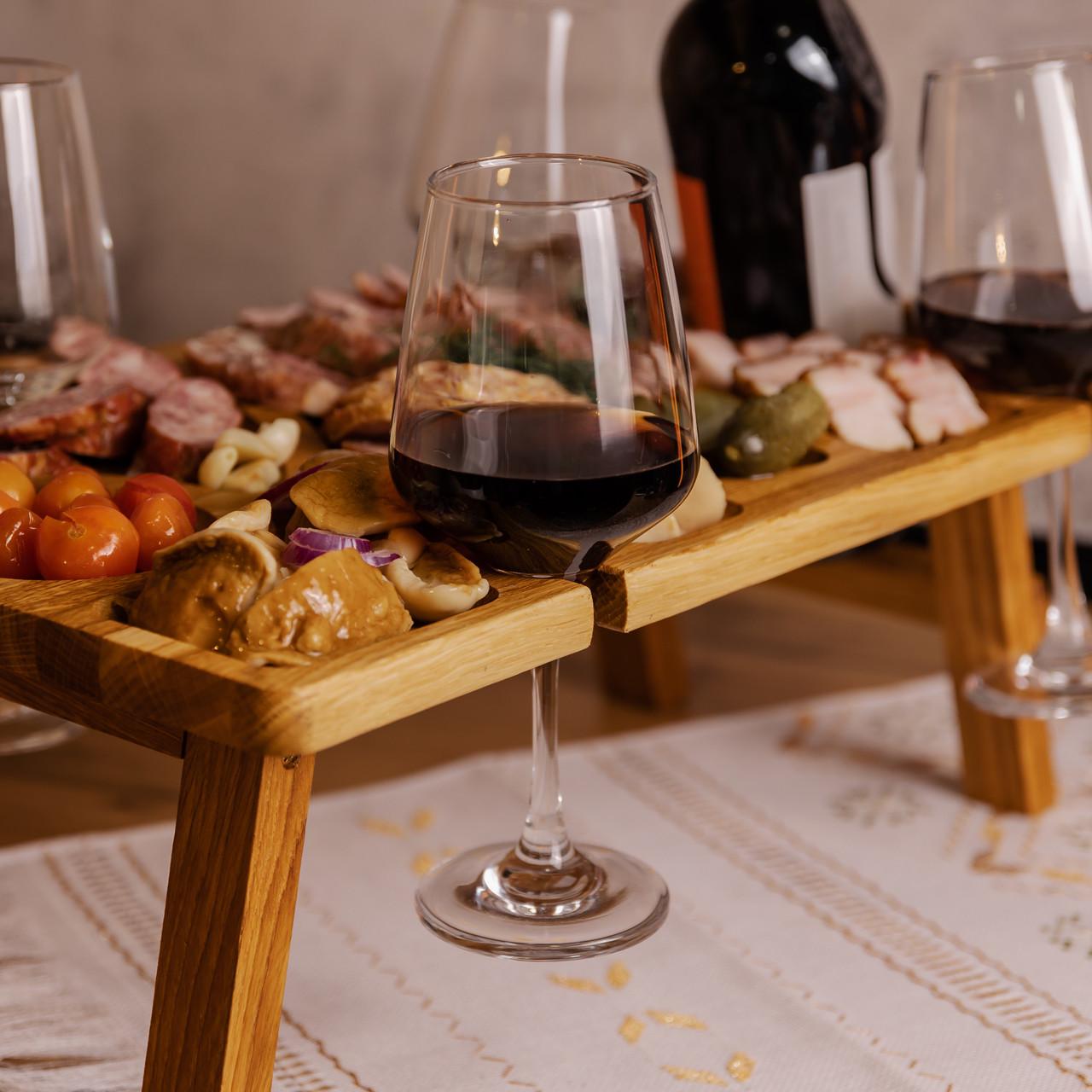 Столик-менажниця винний з дерева прямокутний на ніжках дуб 50х30 см - фото 7 Столик-менажниця винний з дерева прямокутний на ніжках дуб 50х30 см - фото 7