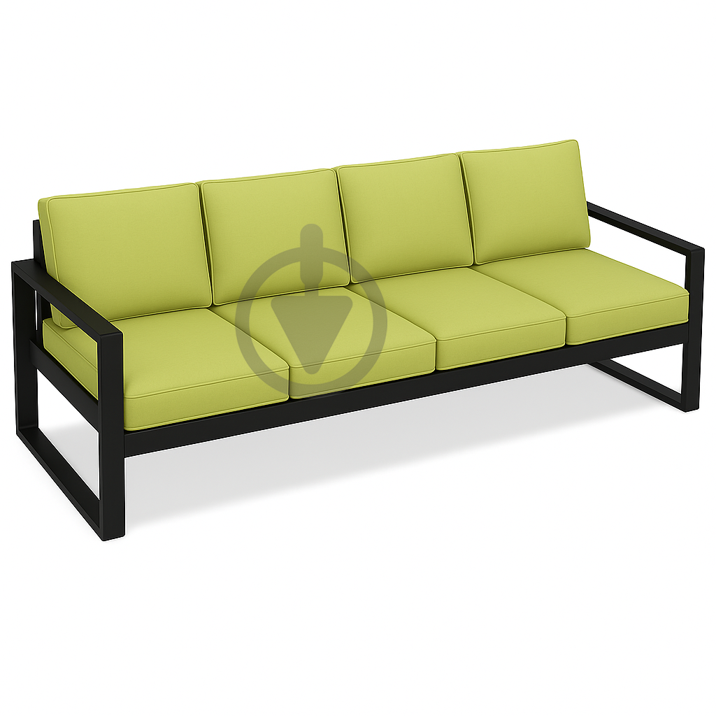 Диван металевий AVVS Бостон лофт з підлокітниками велюр 250 см Салатовий