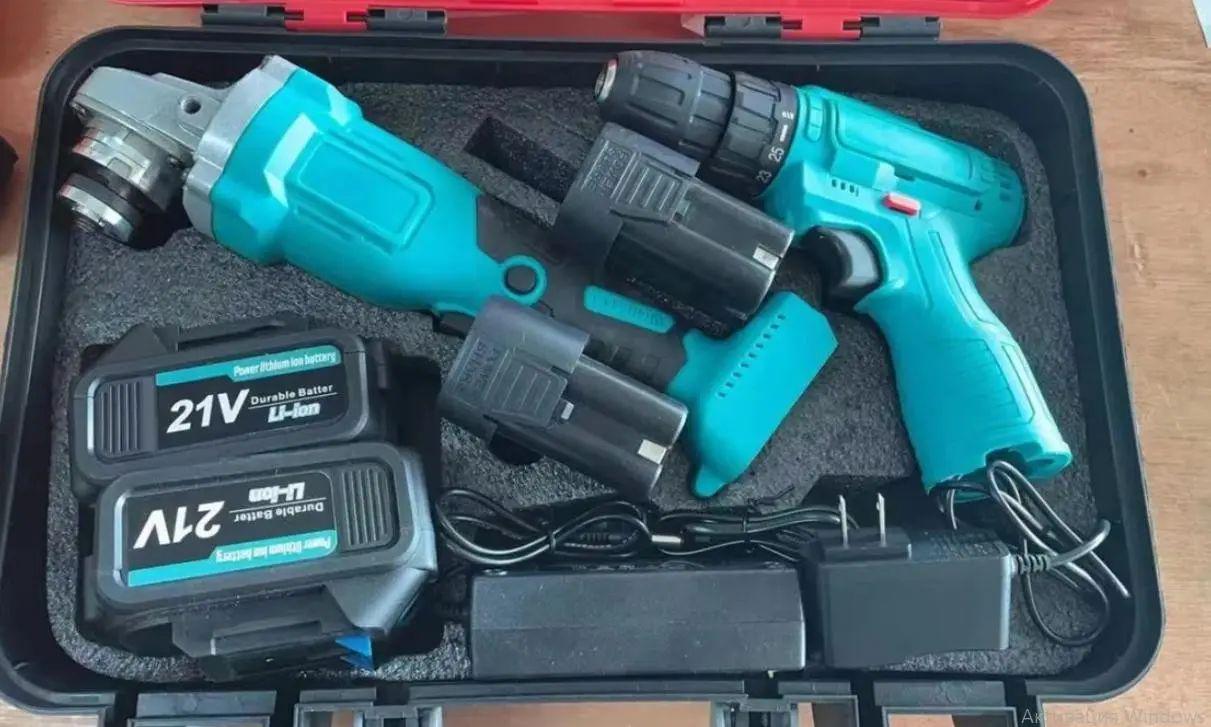 Набор электроинструментов аккумуляторных 5А/ч 24 B AG24/125 шлифовальная машина 125 мм и шуруповерт 50 Нм с кейсом (opt-15697)