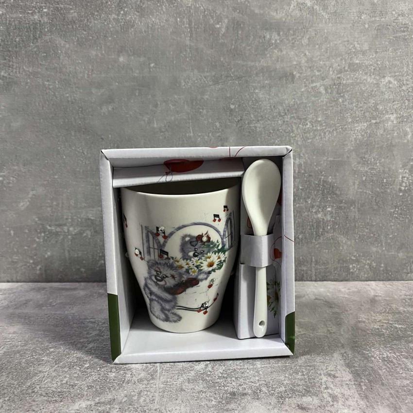 Чашка S&T 2064-8 с ложкой со стразами 300 мл