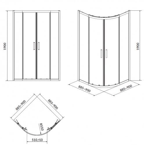 Душова кабіна Cersanit Zip S163-008 90x90x190 см Чорний (247182) - фото 3 Душова кабіна Cersanit Zip S163-008 90x90x190 см Чорний (247182) - фото 3