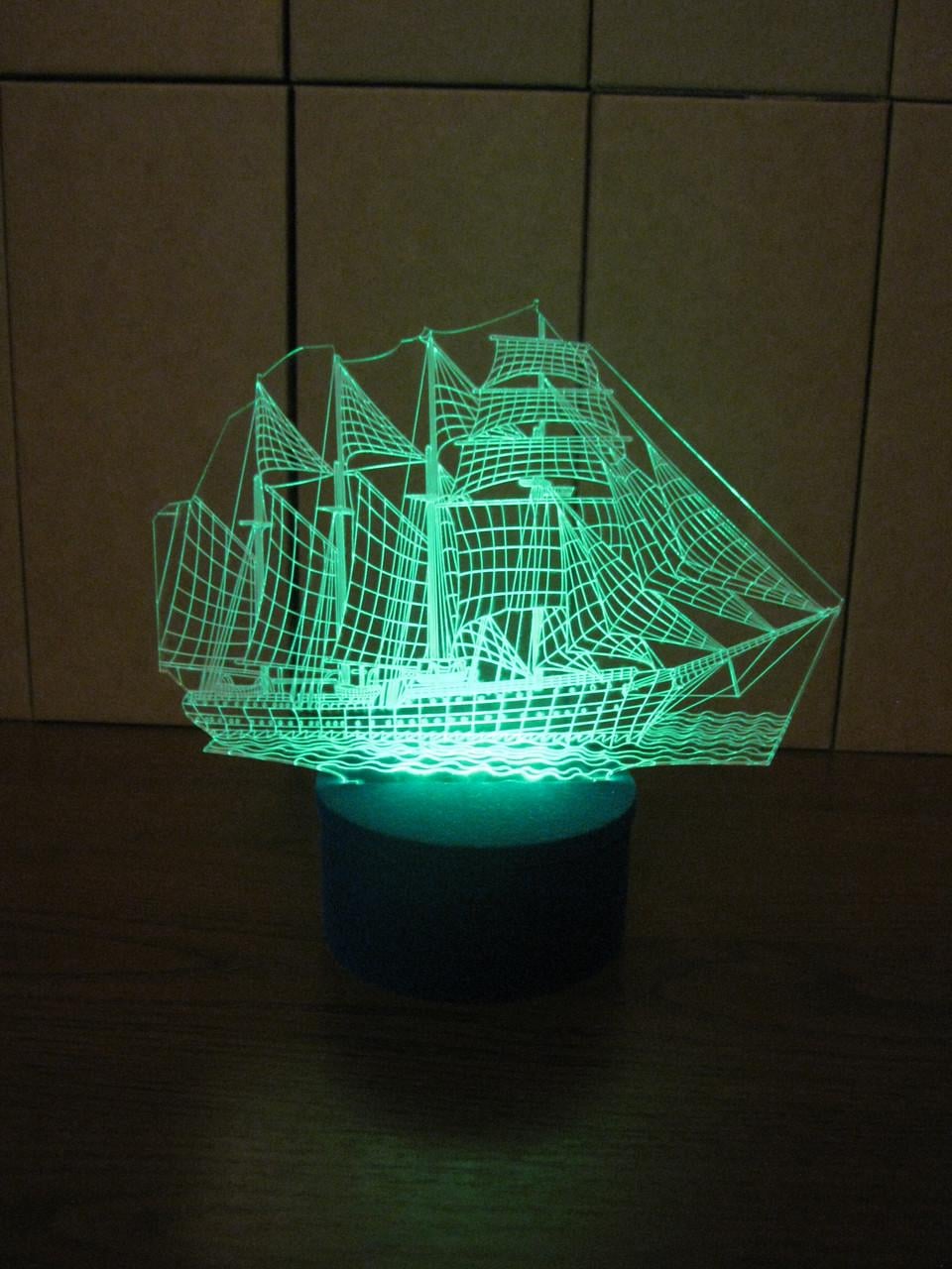 3D-ночник Корабль несколько подсветок/на батарейках/220V (1064409518)