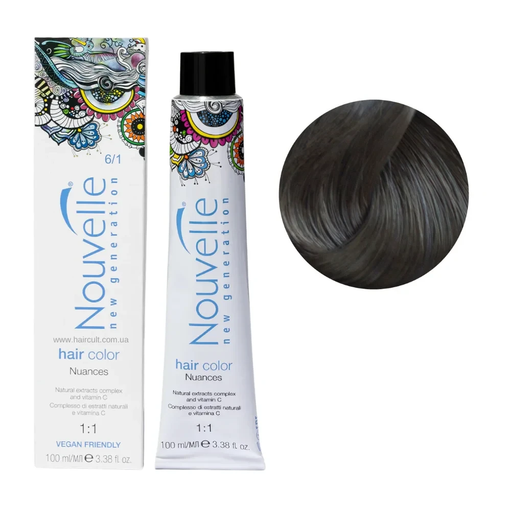 Краска для волос Nouvelle Hair Color 6/1 Темно-пепельный русый 100 мл
