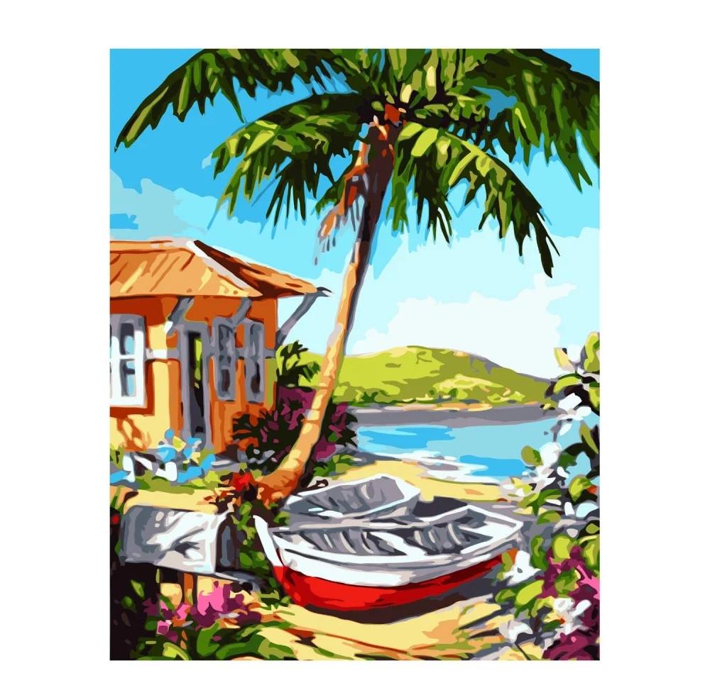 Картина по номерам Strateg Лодочки на острове 40x50 см (VA-3076)