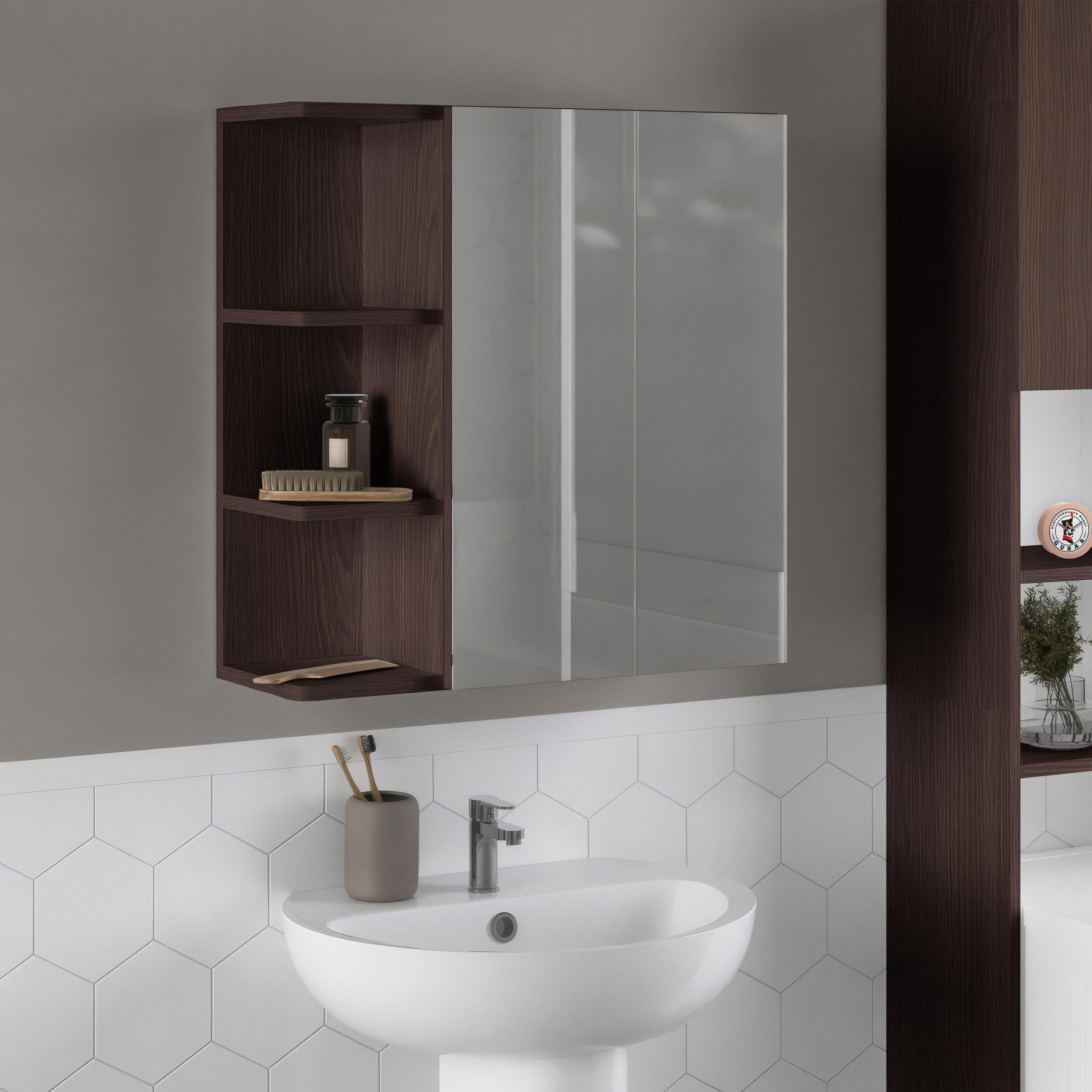 Зеркало с полками для ванной комнаты F-51 620х208х640 мм Венге Магия