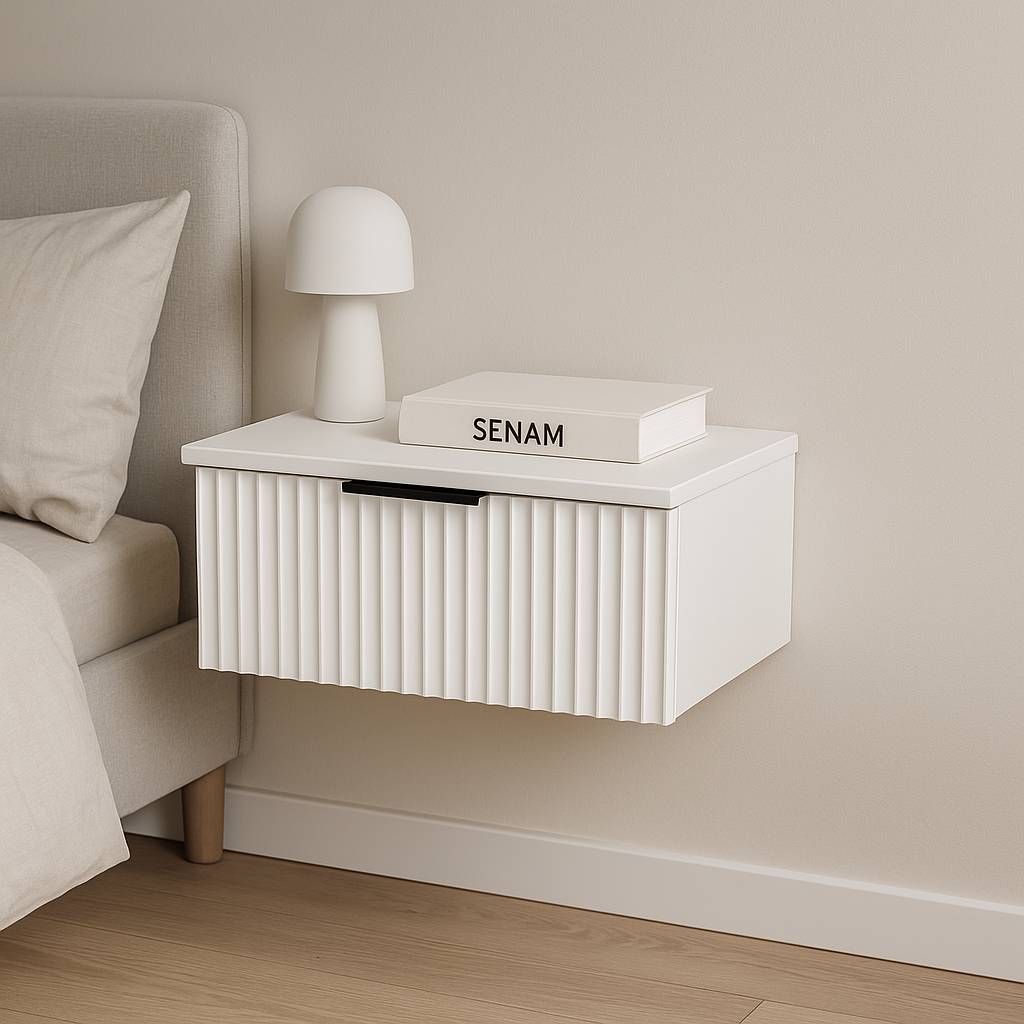 Тумба приліжкова ТП1 SENAM 180х450х310 мм корпус ДСП Білий фасад МДФ фарба RAL9003 Білий фрезерерування Плаше Грос Тумба приліжкова ТП1 SENAM 180х450х310 мм корпус ДСП Білий фасад МДФ фарба RAL9003 Білий фрезерерування Плаше Грос