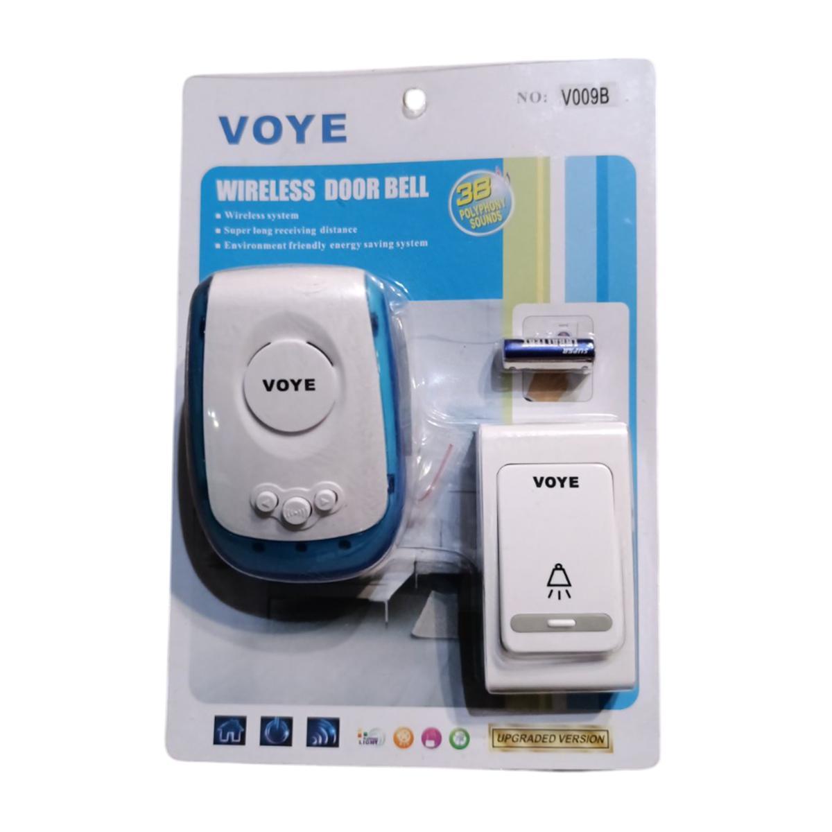 Дзвінок дверний бездротовий VOYE V009B WL-650 38 мелодій приймач у розетку 220V White/Blue (200287) - фото 2