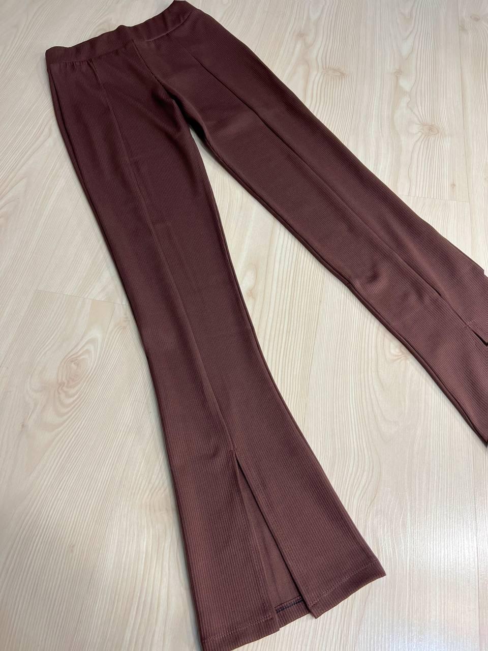 Лосины женские Prenses 535 с высокой посадкой и разрезами клеш L Коричневый (4063) - фото 4