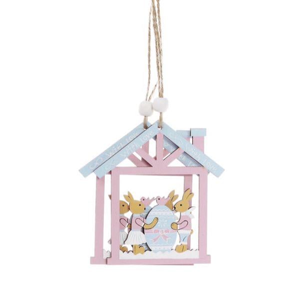 Декор пасхальный на подвесе BonaDi Домик 9 см 2 шт Розовый (781-915)