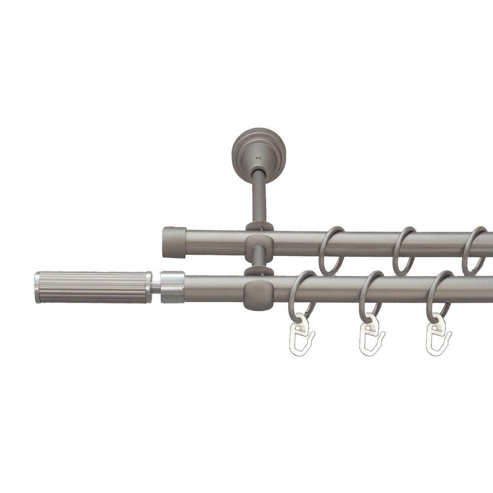 Карниз Orvit Галерія металевий дворядний відкритий гладка труба кільце металеве 16/16 мм 200 см Сатин (6098919)