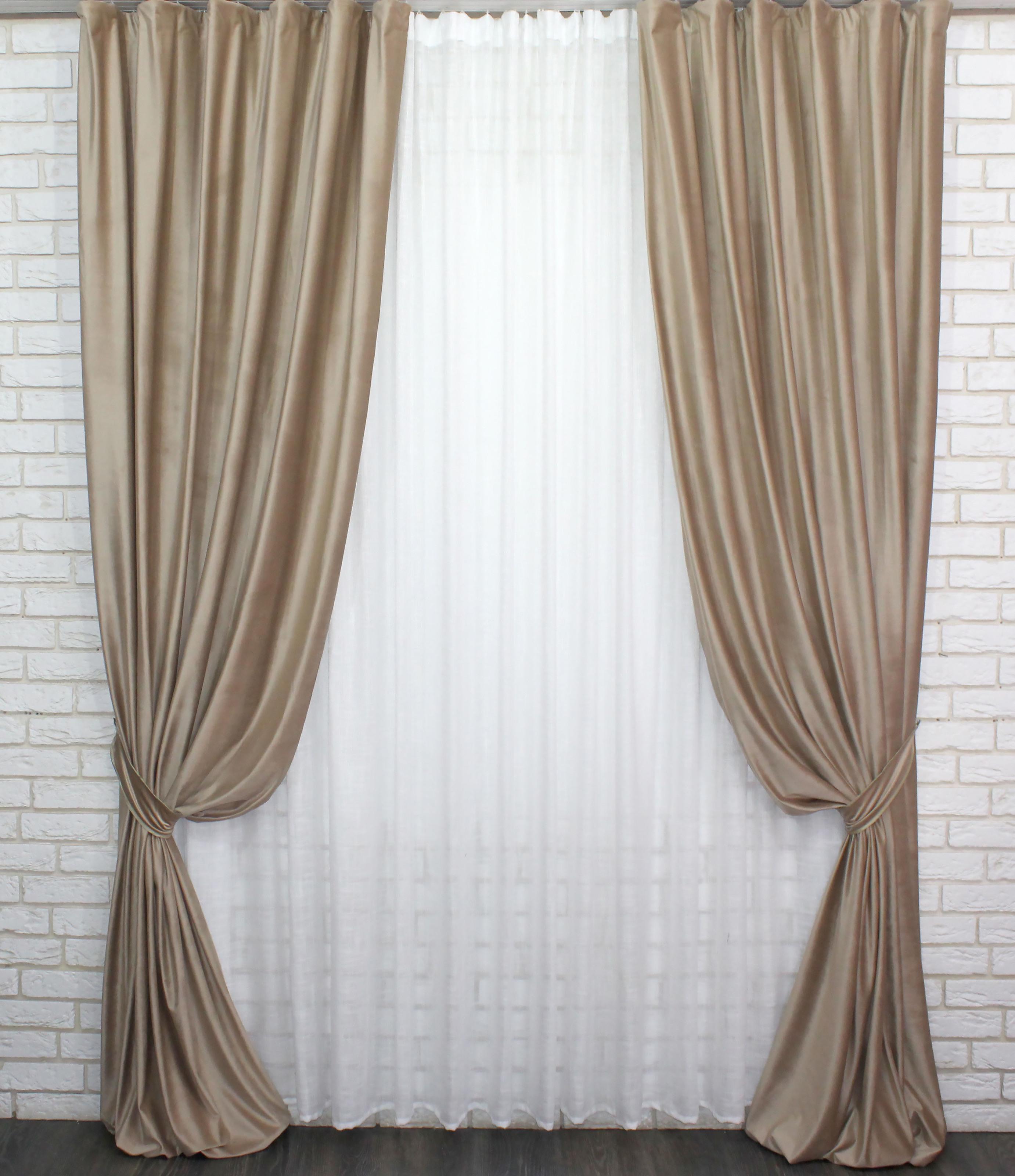 Комплект штор VR-Textil Оксамит № 903ш 100х275 см 2 шт. Какао (31-255) - фото 1 Комплект штор VR-Textil Оксамит № 903ш 100х275 см 2 шт. Какао (31-255) - фото 1