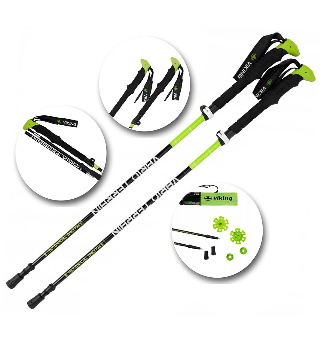 Палки трекинговые Viking Terve Poles Alu 110-130 см Black/Green (610/18/2523) - фото 2