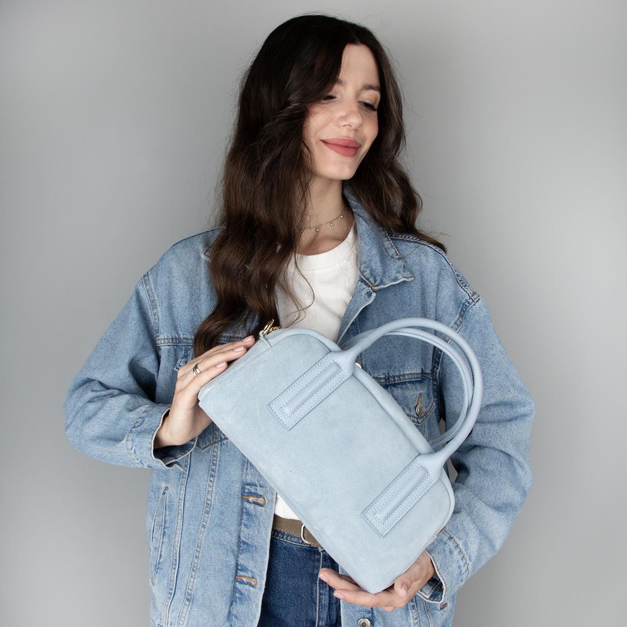 Сумка жіноча замшева Virginia Conti 03972 зі шкіряними ручками Блакитний (2661216594) - фото 2 Сумка жіноча замшева Virginia Conti 03972 зі шкіряними ручками Блакитний (2661216594) - фото 2