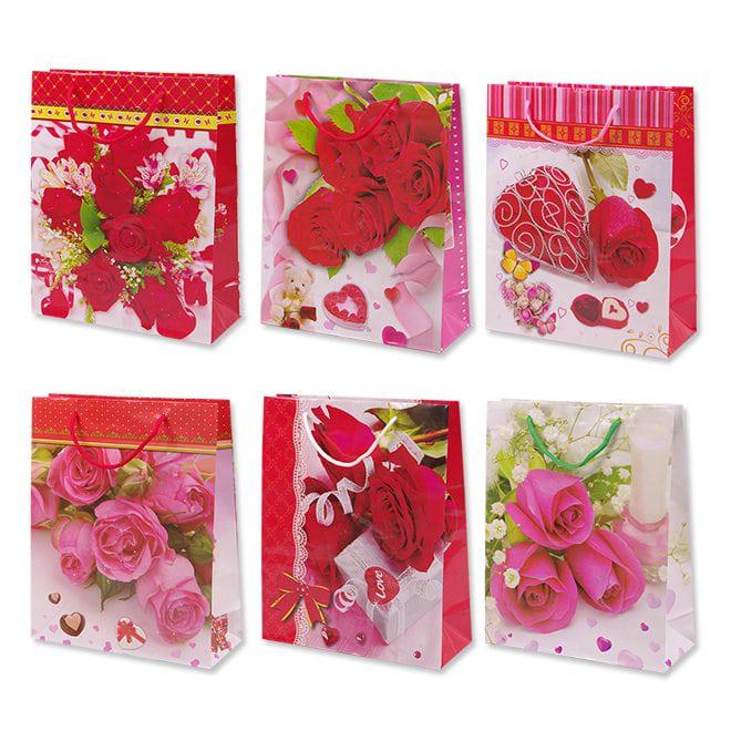 Пакет подарочный Flora микс 26х10х32 см 12 шт. (9419)
