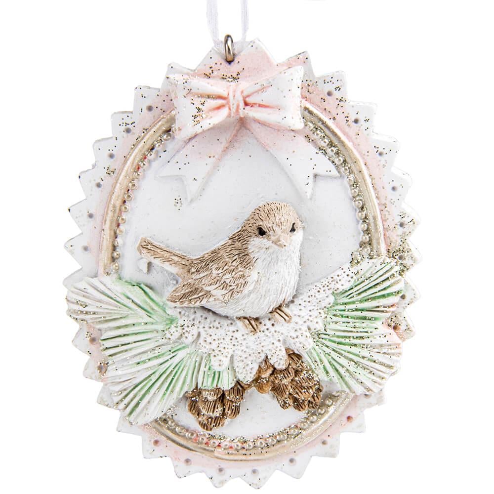 Подвеска новогодняя керамическая на елку Elisey Синичка Серебряный (NH-106-K-239)