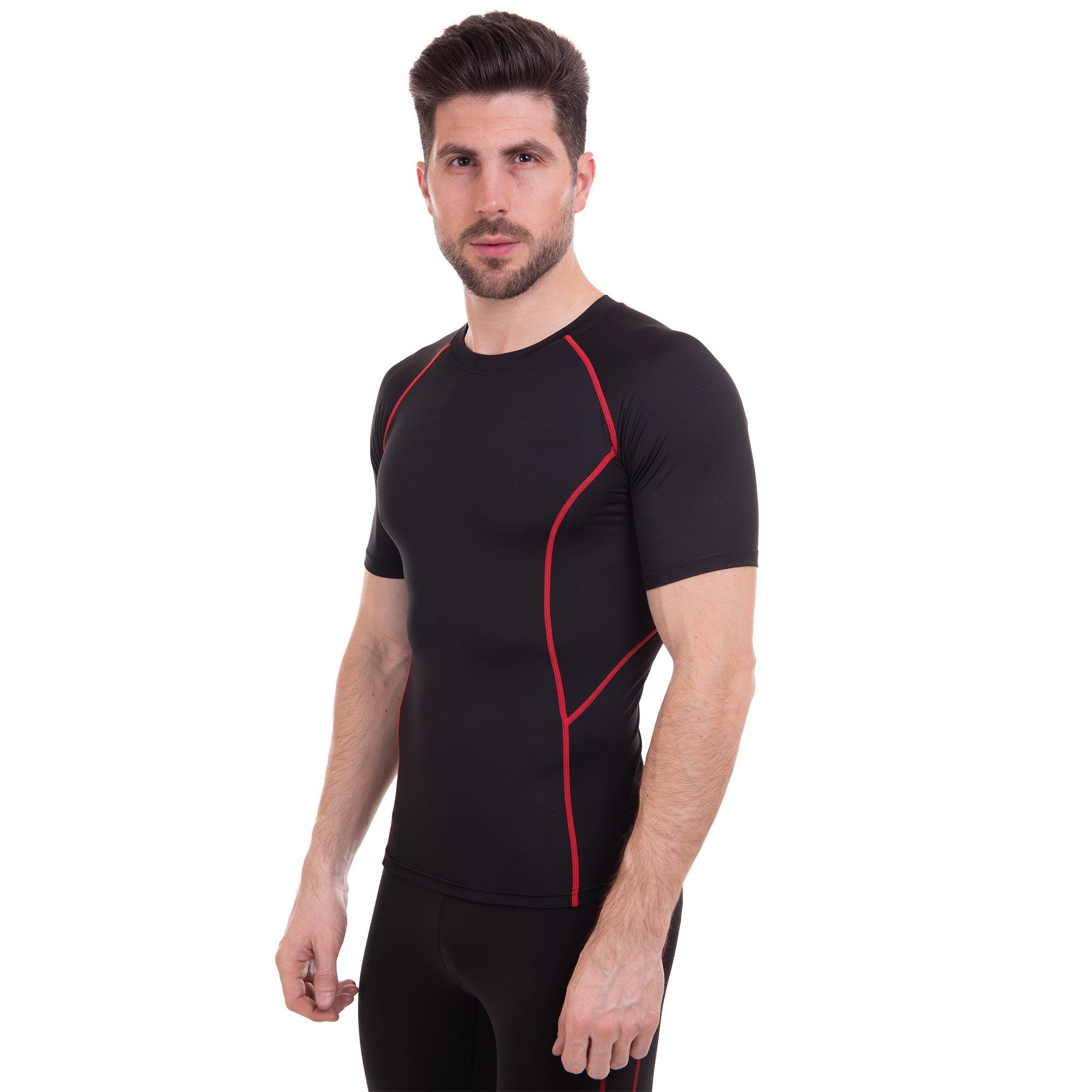 Футболка компрессионная мужская LIDONG LD1102 короткий рукав XL/р. 48-50 рост 178-183 см Черный/Красный (6936116105186)
