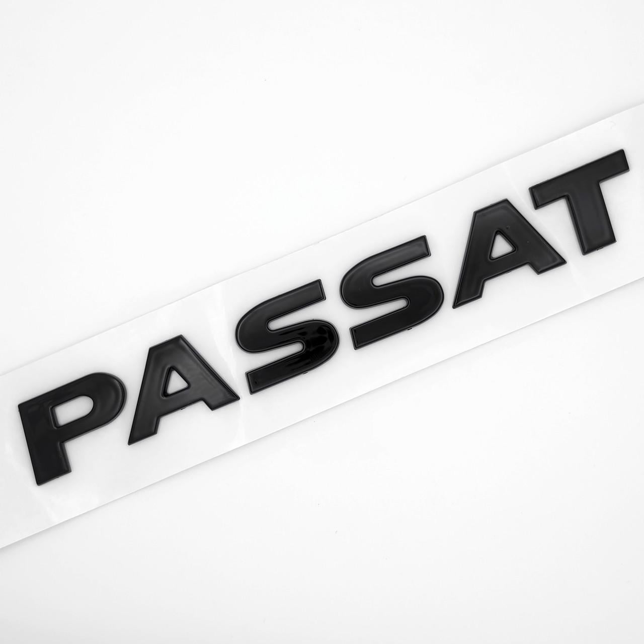 Емблема напис Passat Volkswagen 16х2 см ABS Чорний глянець (3104779542)