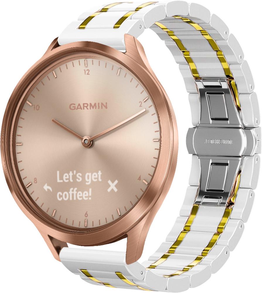 Ремінець керамічний Ceramo для Garmin Vivomove HR White/Gold (28721-65) Ремінець керамічний Ceramo для Garmin Vivomove HR White/Gold (28721-65)