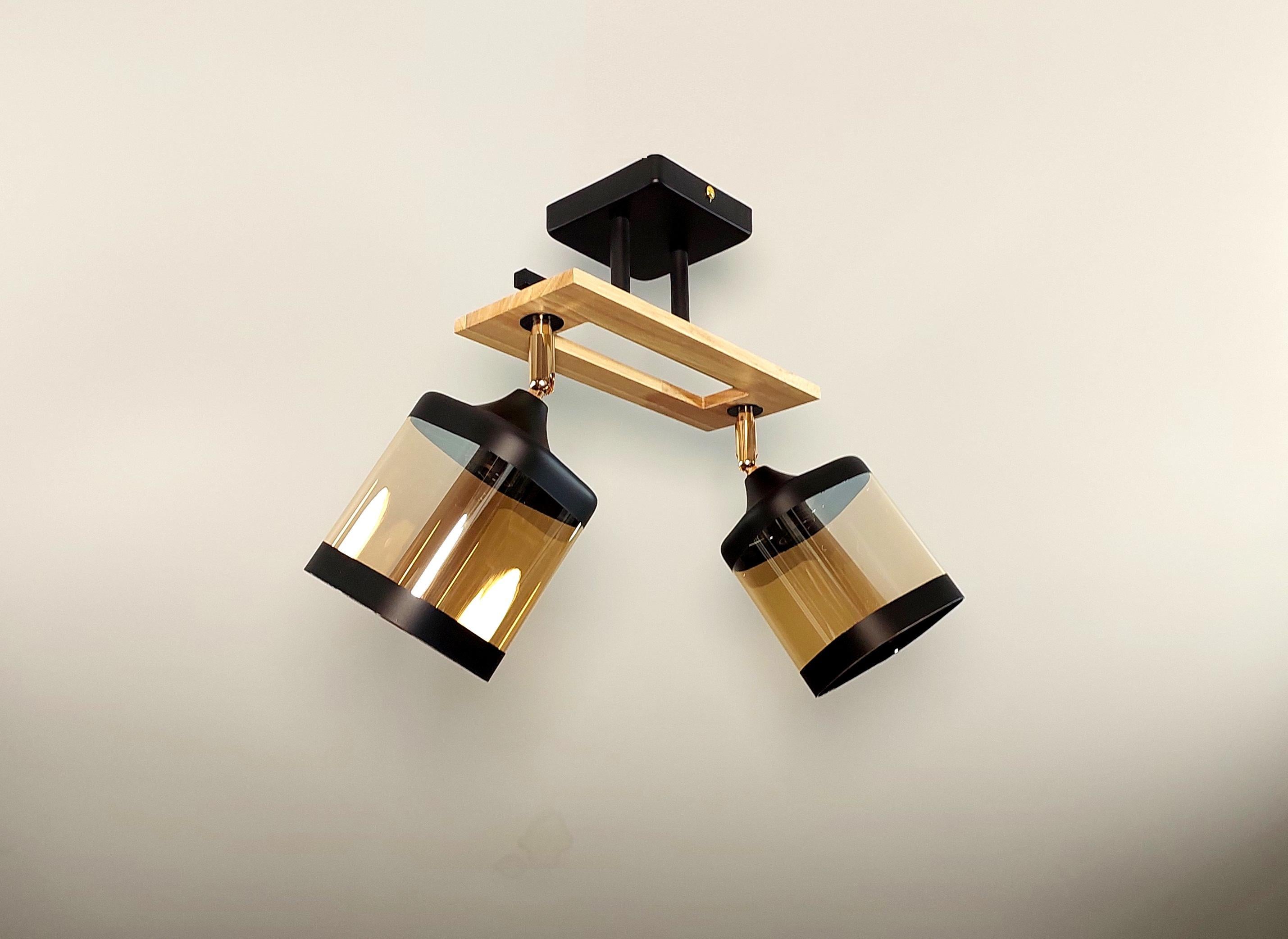 Люстра потолочная деревянная 4718/2 на 2 поворотных плафона Черный (23181949)