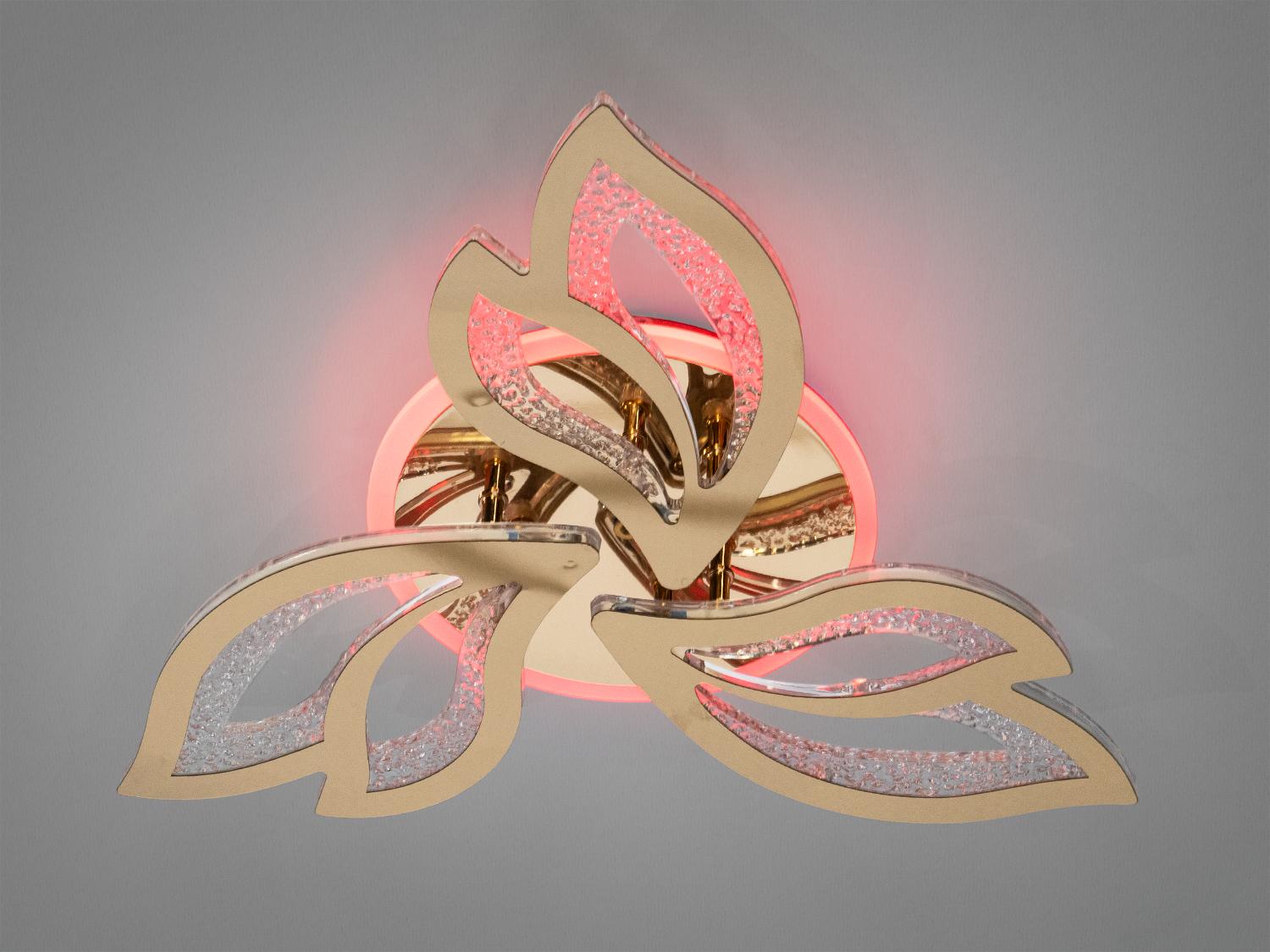 Люстра потолочная LED подсветка/диммер/пульт 55W Золотой (2455/3G LED 3color dimmer) - фото 3