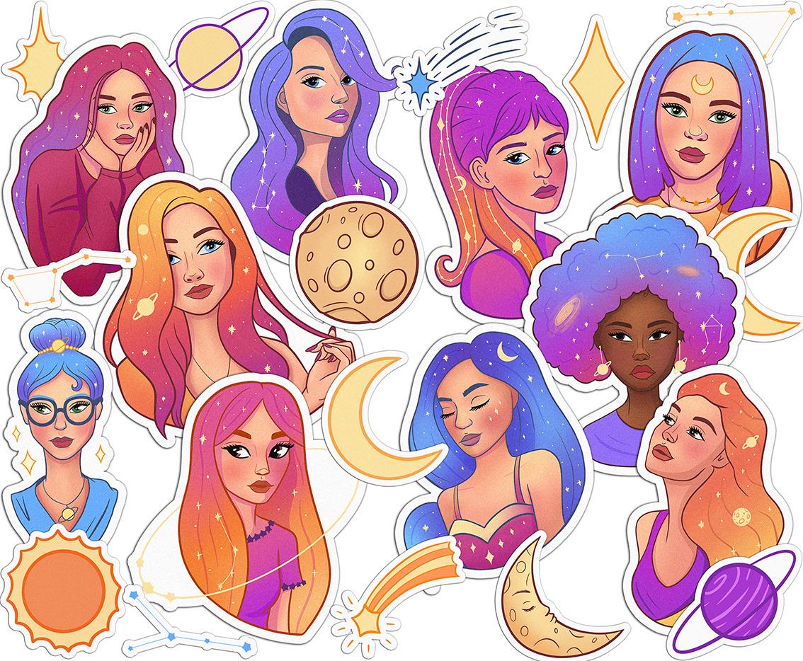 Набор стикеров Lex Altern Небесные девушки виниловые 24 шт. - фото 2 Набор стикеров Lex Altern Небесные девушки виниловые 24 шт. - фото 2