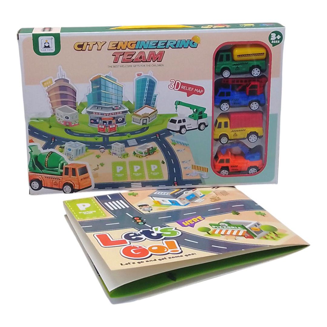 Набір машинок Engineering Cartoon Car вигляд 2 ігрове поле/4 машинки/інерція (253503)