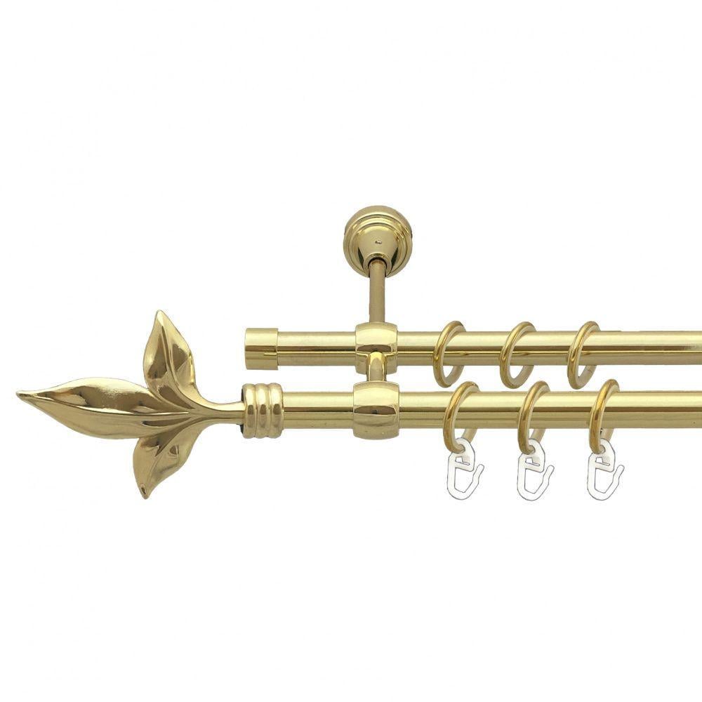 Карниз для штор Orvit Листок двухрядный гладкий 16\16 мм 300 см Золотой (00-00014382)