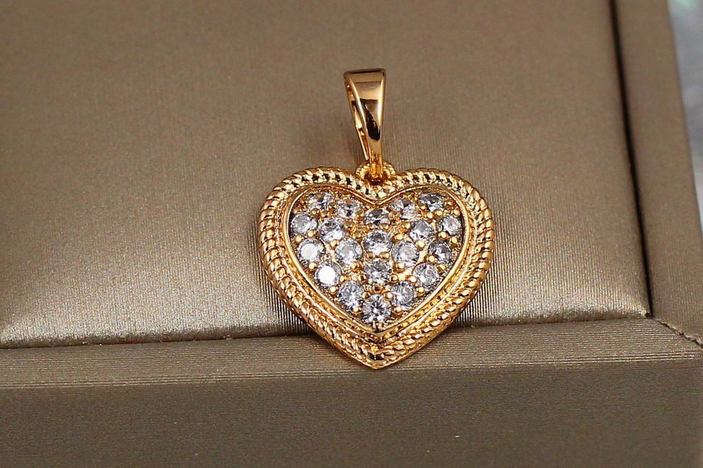 Кулон Xuping Jewelry Сердечко в широком обрамлении 1,5 см Золотистый